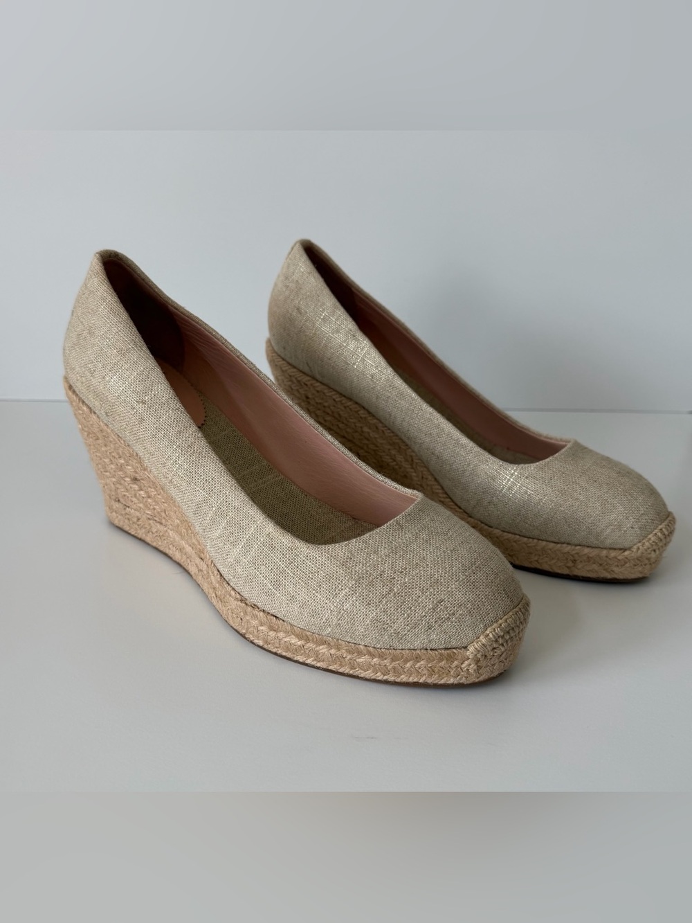 J.Crew Seville Espadrille Wedges in Natural Linen, Size 8